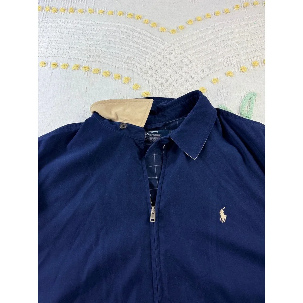 Vintage 90s Polo Ralph Lauren Harrington Jacket XXL Blue Y2K Windbreaker Navy